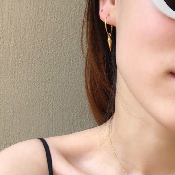 New! Gold Plated Mini Spike Charm Earrings - Picture 4 of 4